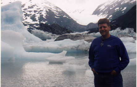 Vernon in front of the Portage Glacier
