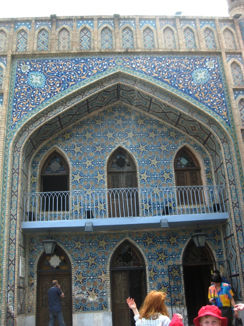 blue tiled baths