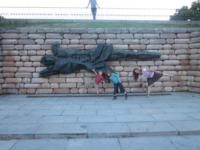 sideways statue