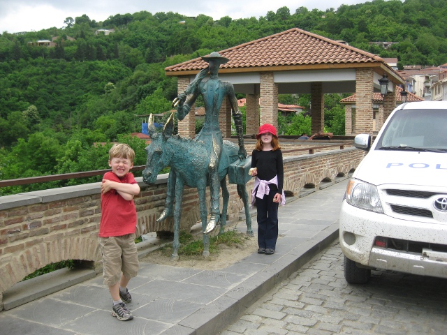 statue and kids