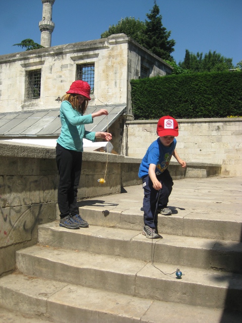 spinning on stairs