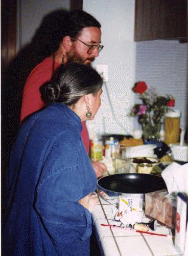 Jerry and Lori peering into the kitchen